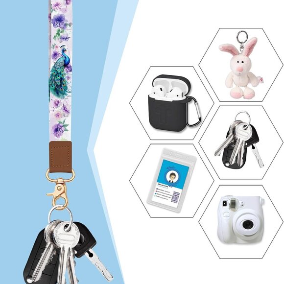 Credit Card Holder for Women, Peacock Small RFID Blocking Wallet with Wristlet S - Picture 5 of 6